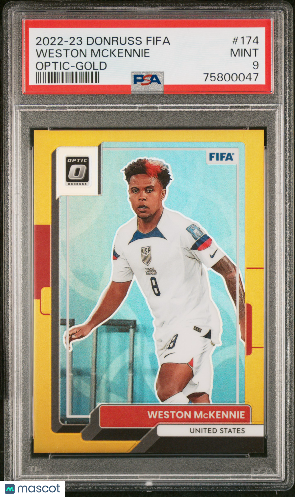 Weston Mckennie 2022 Panini Donruss FIFA #174 Optic Gold PSA 9