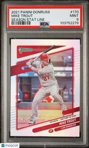 Mike Trout 2021 Panini Donruss #170 Season Stat Line PSA 9