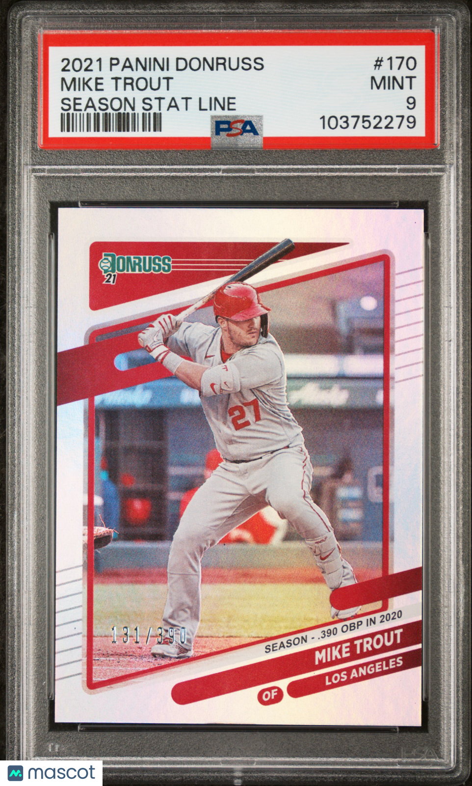 Mike Trout 2021 Panini Donruss #170 Season Stat Line PSA 9