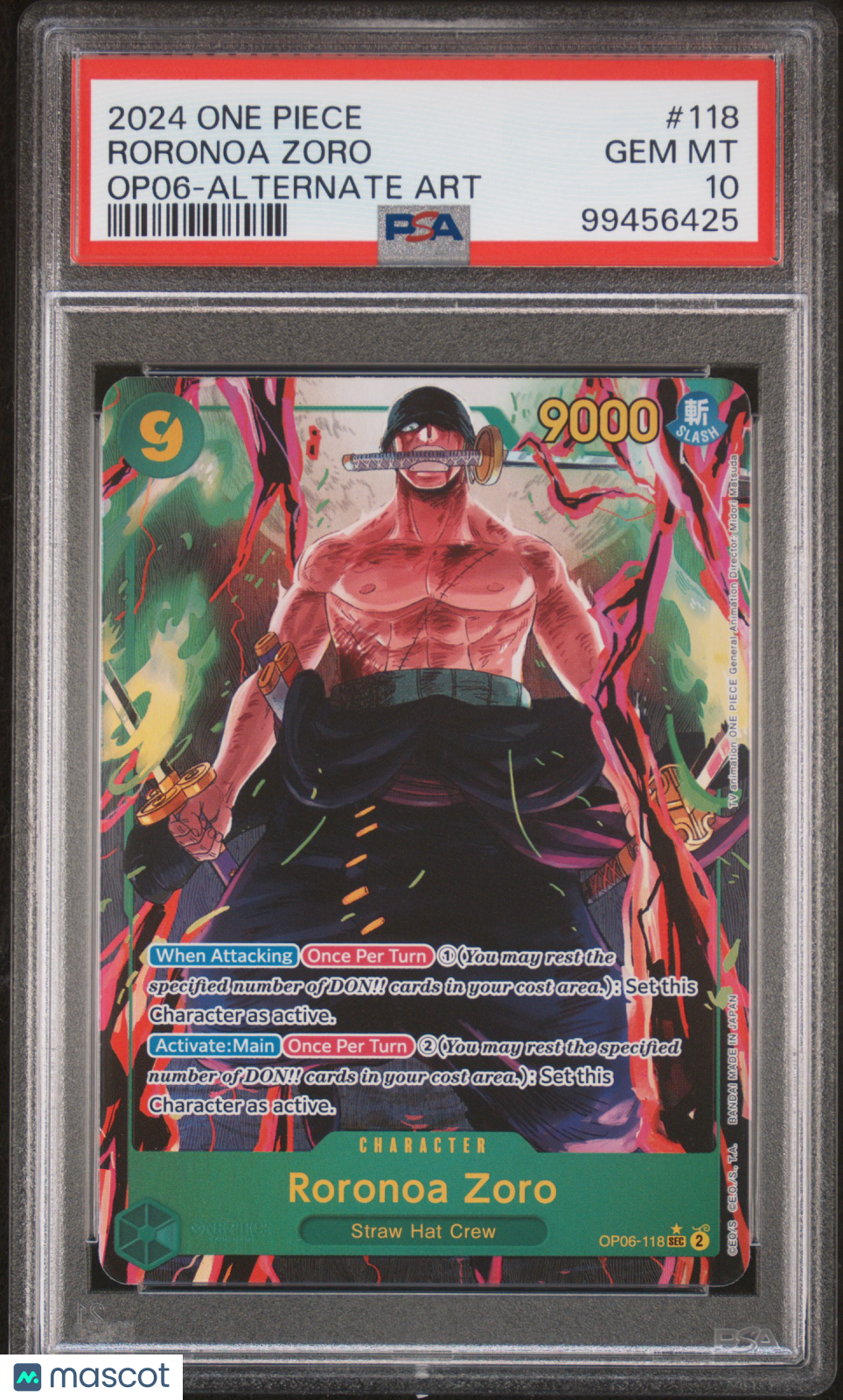 2024 One Piece Op06-Wings Of The Captain Roronoa Zoro Alternate Art PSA 10 #118