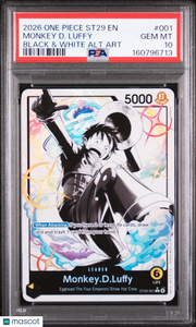 2026 One Piece Starter Deck St29-Egghead Monkey D. Luffy Black & White Alt Art PSA 10 #001