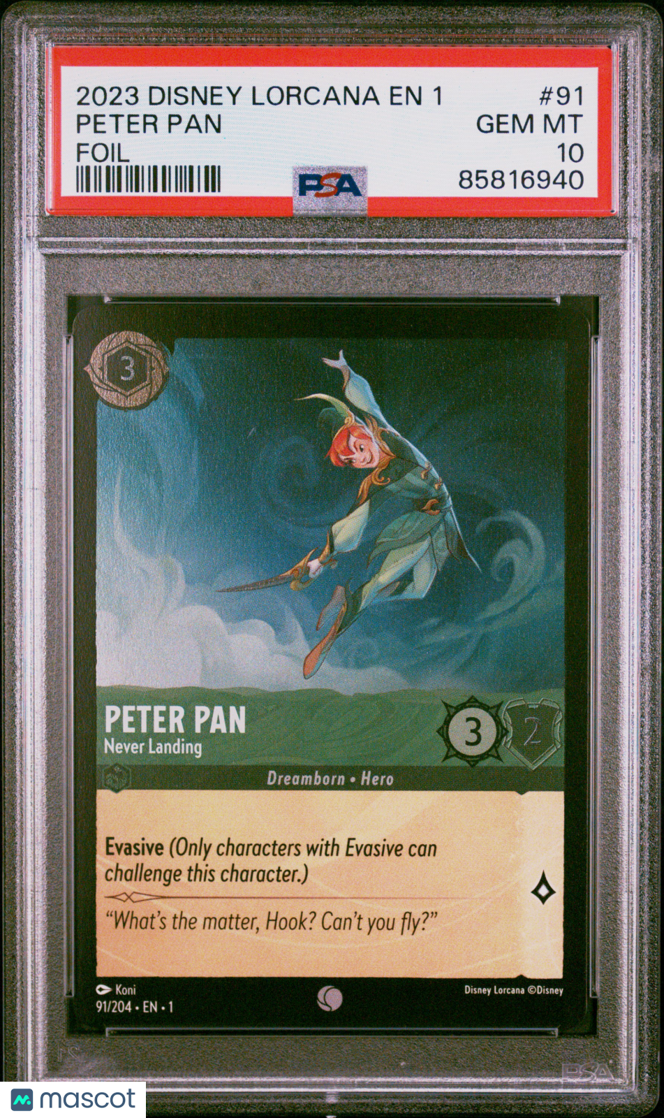 2023 Disney Lorcana EN 1-The First Chapter Peter Pan Foil PSA 10 #91
