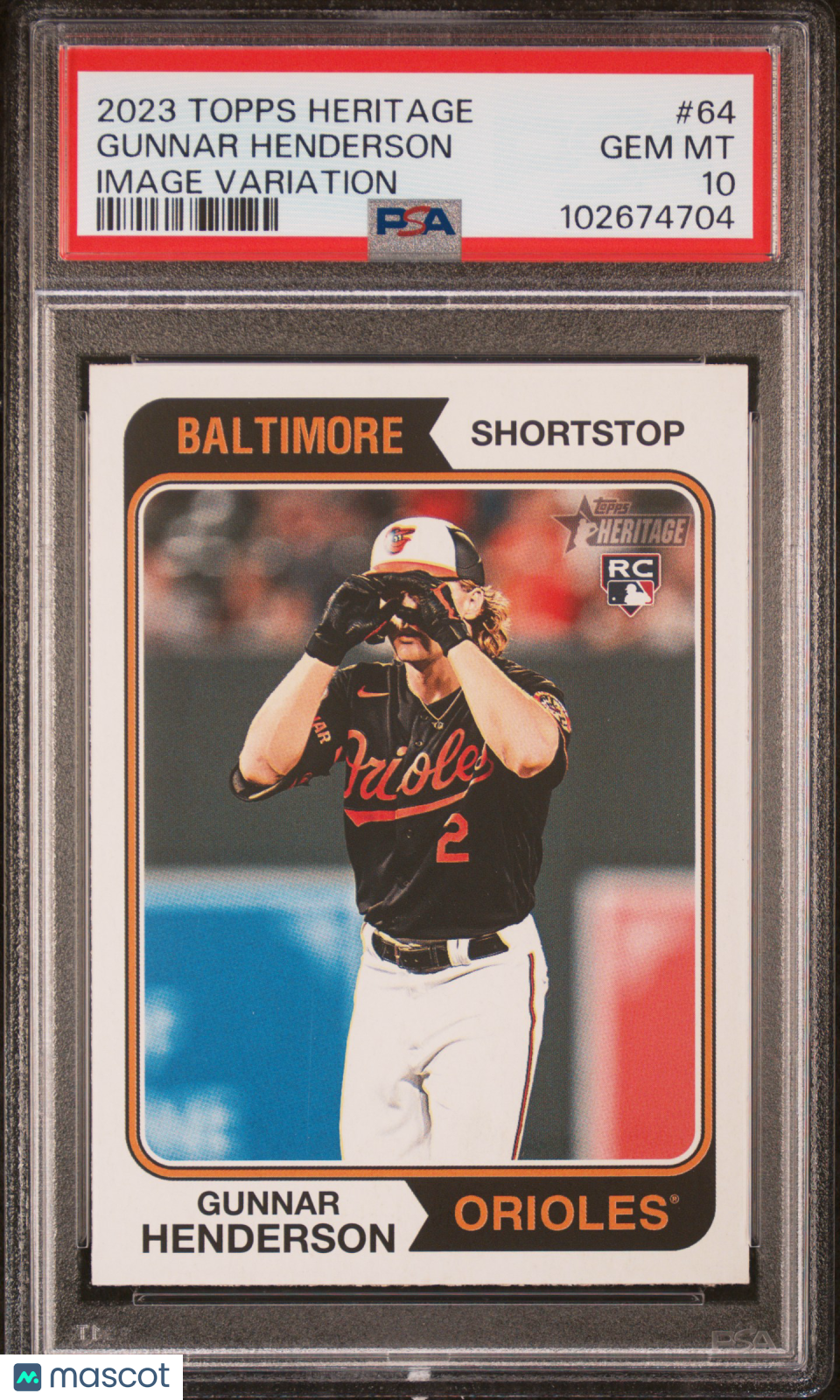 Gunnar Henderson 2023 Topps Heritage #64 Image Variation PSA 10