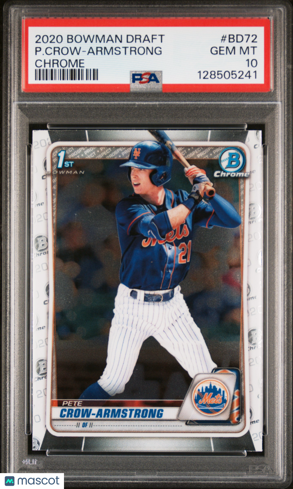P. Crow-Armstrong 2020 Bowman Draft #BD72 Chrome PSA 10