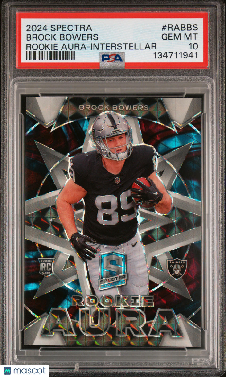 Brock Bowers 2024 Panini Spectra Rookie Aura #RABBS Interstellar PSA 10