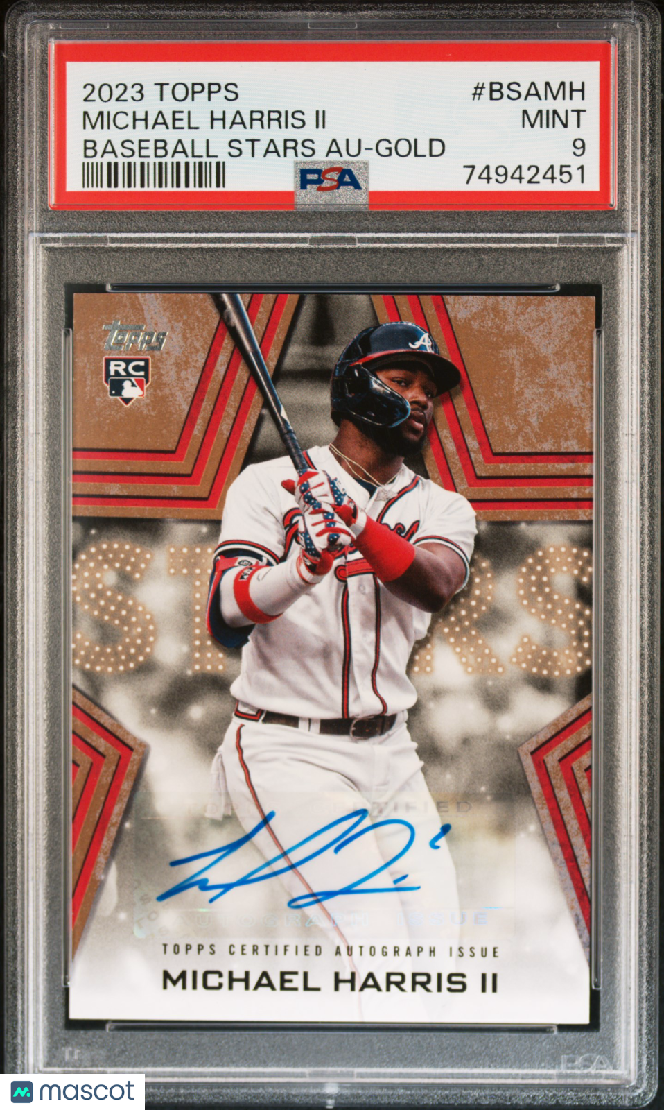 Michael Harris II 2023 Topps Baseball Stars Autographs #BSAMH Gold PSA 9
