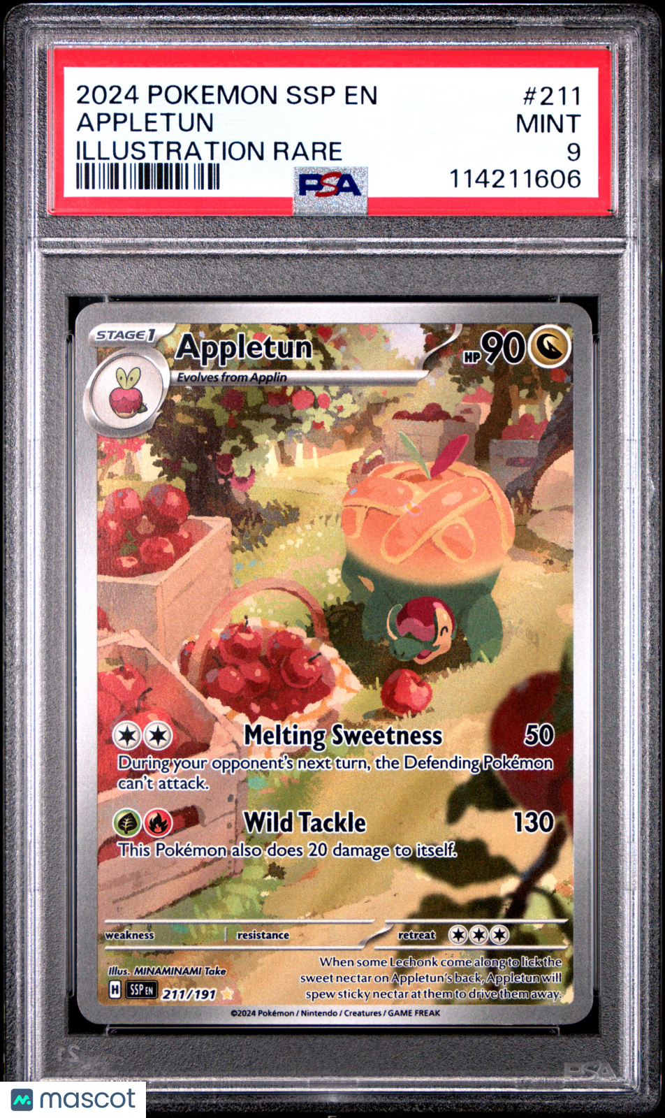 2024 Pokemon SSP EN-Surging Sparks Appletun Illustration Rare PSA 9 #211