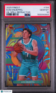 Kon Knueppel 2025 Topps Finest #104 Oil Spill Refractor PSA 10