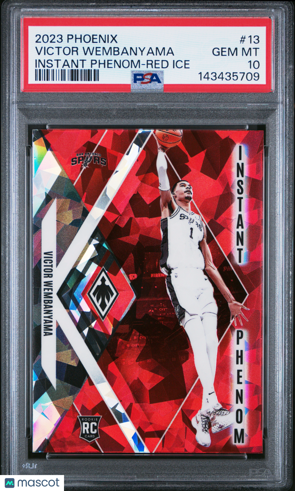 Victor Wembanyama 2023 Panini Phoenix Instant Phenom #13 Red Ice PSA 10