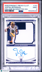 Justin Jefferson 2020 Panini National Treasures Collegiate #107 College Silhouettes SIG. /99 PSA 9