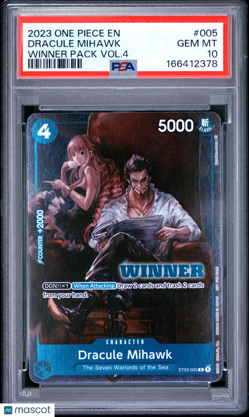 2023 One Piece Promos Dracule Mihawk Winner Pack Vol.4 PSA 10 #005
