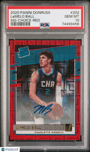 Lamelo Ball 2020 Panini Donruss #202 SIG Choice Red PSA 10