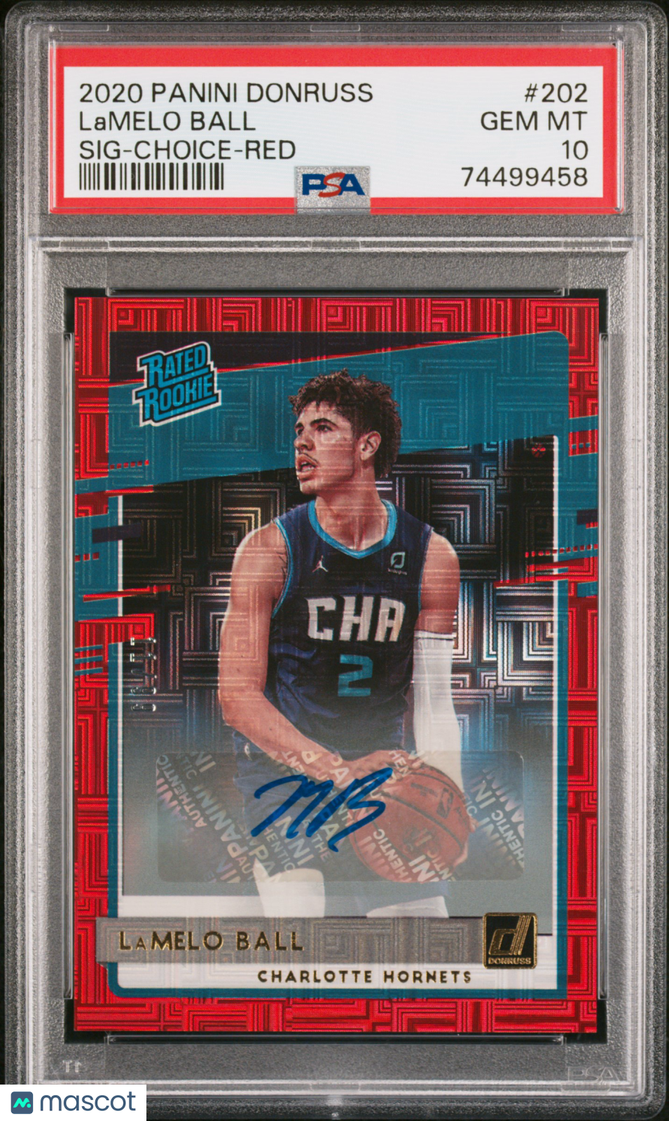 Lamelo Ball 2020 Panini Donruss #202 SIG Choice Red PSA 10