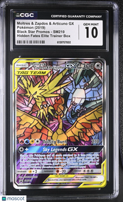 2019 Pokemon Black Star Promos Moltres & Zapdos & Articuno GX Hidden Fates Elite Trainer Box CGC 10 #SM210