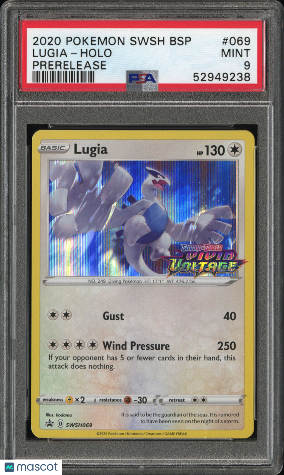 2020 Pokemon Swsh Black Star Promo Lugia Holo Prerelease PSA 9 #069