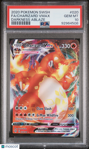 2020 Pokemon Sword & Shield Darkness Ablaze Charizard VMAX Darkness Ablaze Fa PSA 10 #020