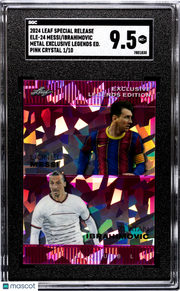 Ibrahimovic Messi 2024 Leaf Special Release #ELE-24 Metal Exclusive Legends Ed. Pink Crystal 10 SGC 9.5