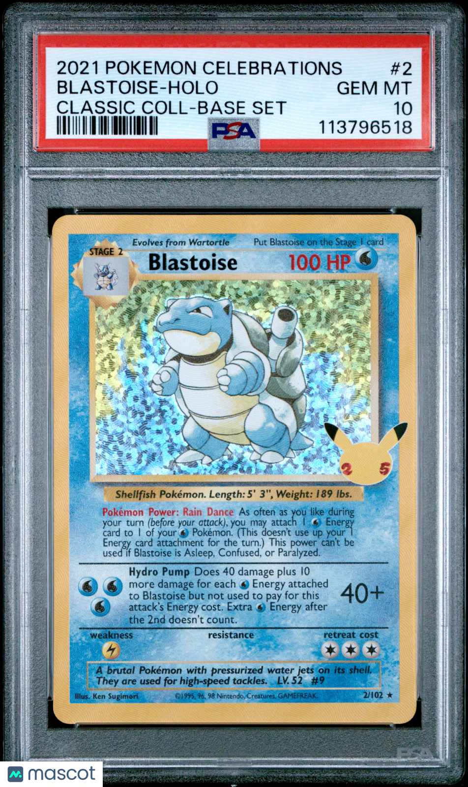 2021 Pokemon Celebrations Classic Collection Blastoise Holo Classic Coll-Base Set PSA 10 #2