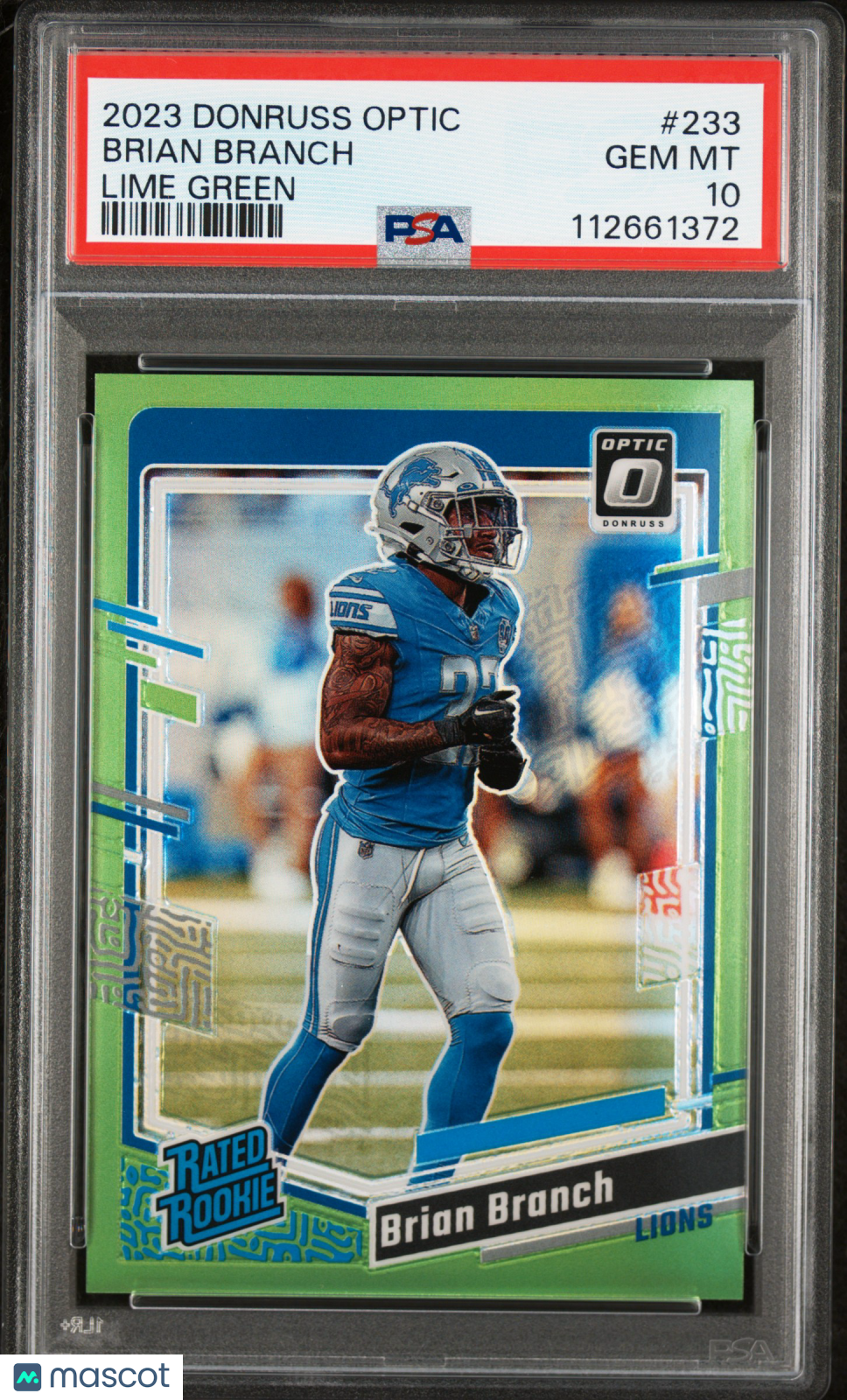 Brian Branch 2023 Panini Donruss Optic #233 Lime Green PSA 10