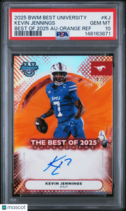 Kevin Jennings 2025 Bowman Best University Best Of 2025 Autographs #KJ Orange Ref PSA 10