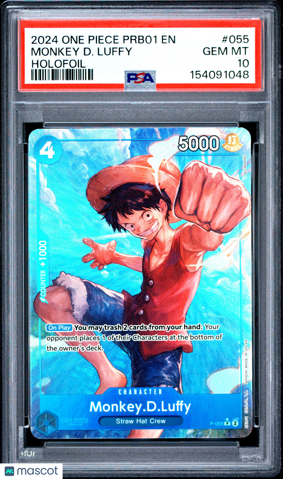 2024 One Piece Prb01-Premium Booster -One Piece Card The Best- Monkey D. Luffy Holofoil PSA 10 #055