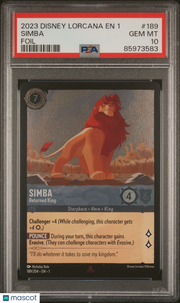 2023 Disney Lorcana EN 1-The First Chapter Simba Foil PSA 10 #189