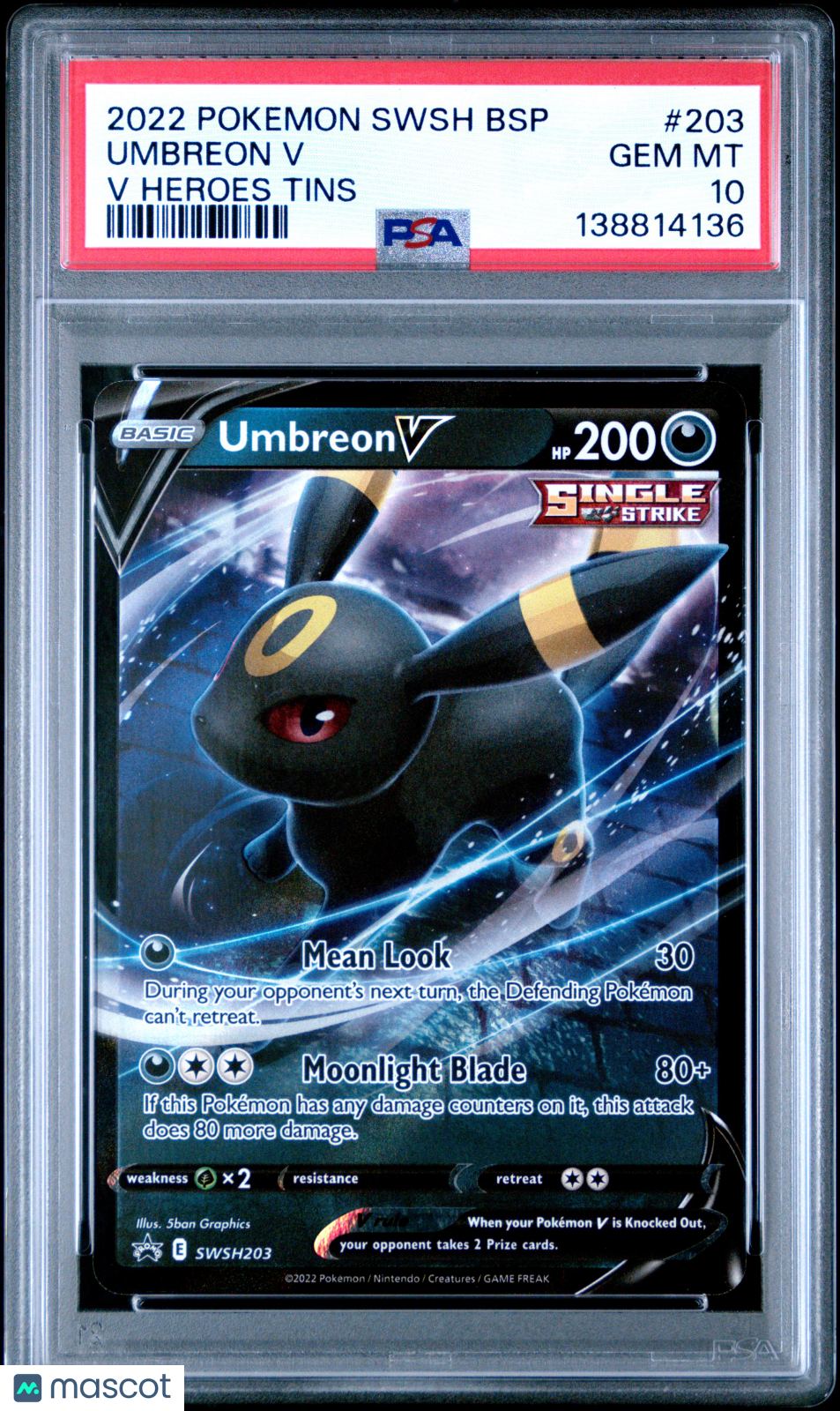 2022 Pokemon Swsh Black Star Promo Umbreon V V Heroes Tins PSA 10 #203