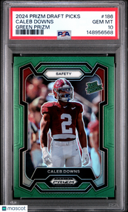 Caleb Downs 2024 Panini Prizm Draft Picks #186 Green PSA 10