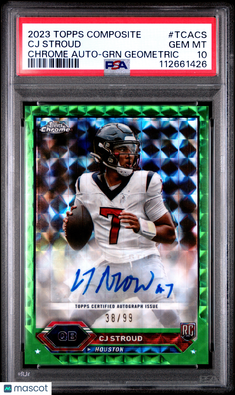 CJ Stroud 2023 Topps Composite Topps Chrome Autographs #TCACS GRN Geometric /99 PSA 10