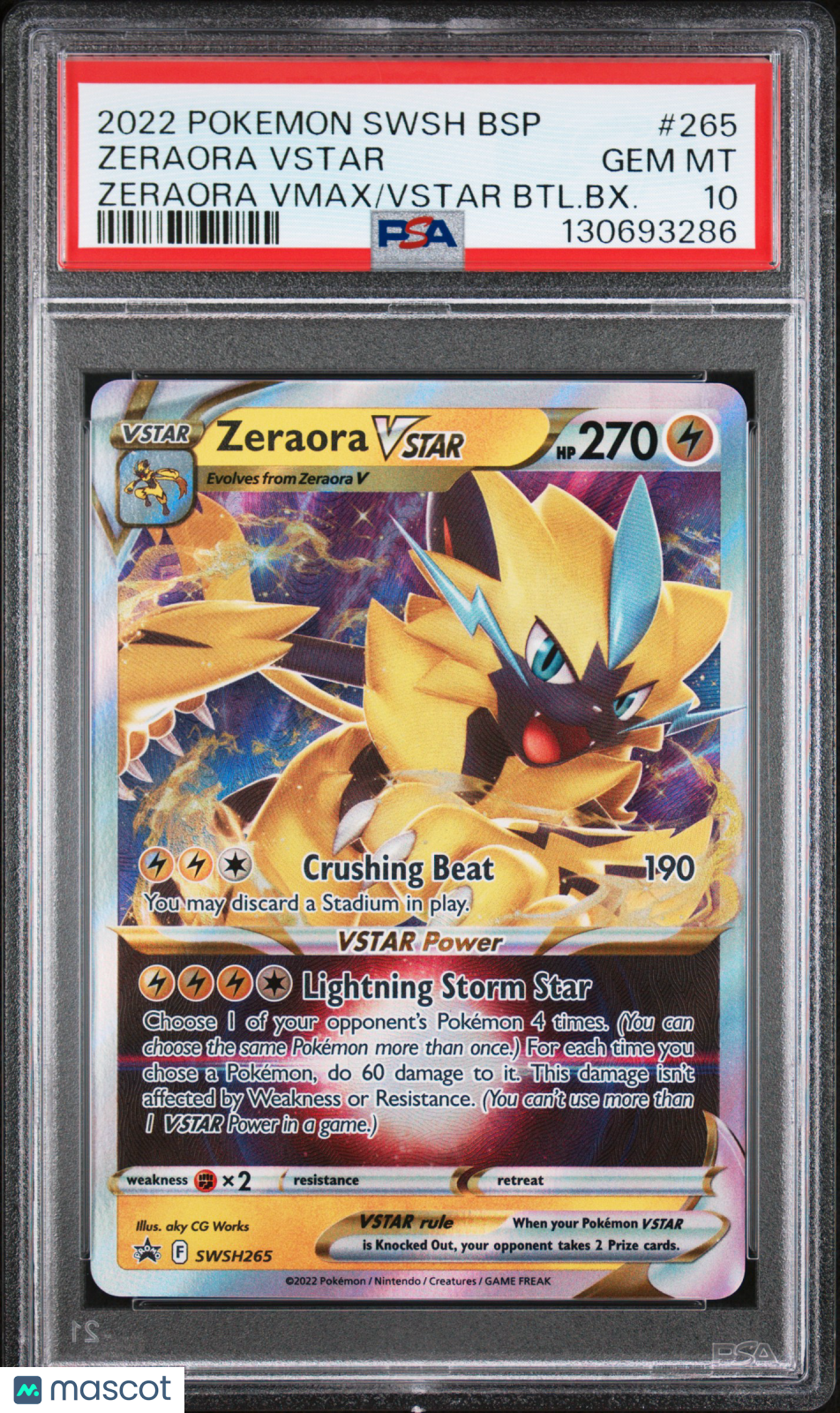 2022 Pokemon Swsh Promo Zeraora VSTAR Zeraora VMAX/VSTAR BTL.BX. PSA 10 #265