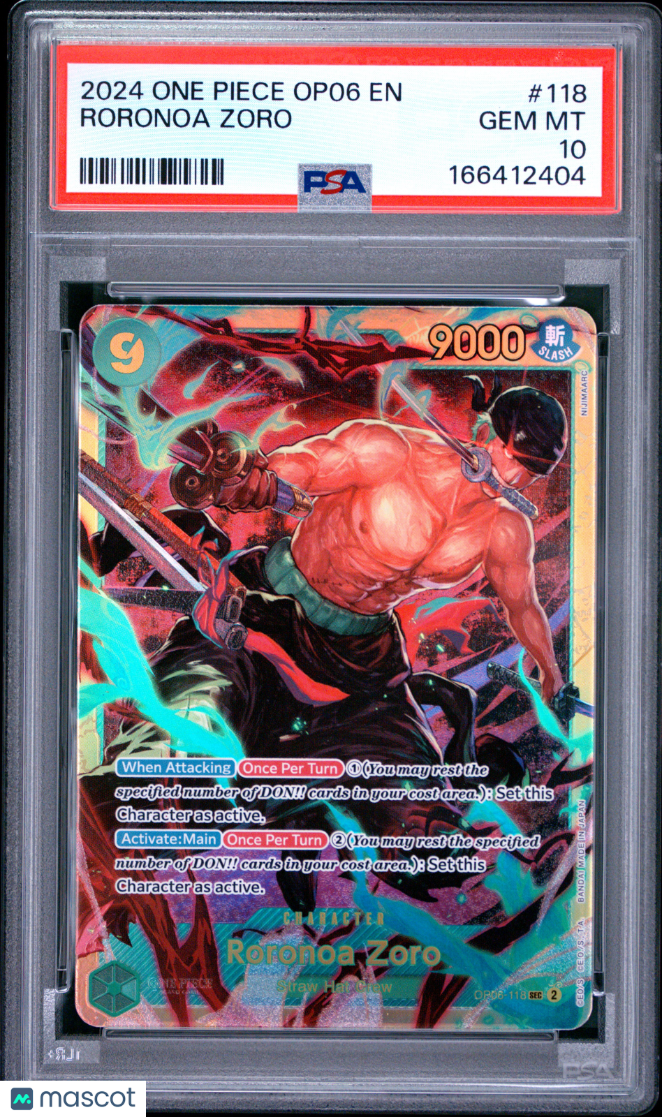 2024 One Piece Op06-Wings Of The Captain Roronoa Zoro PSA 10 #118