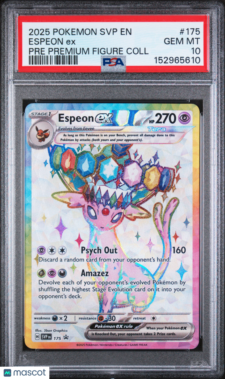 2025 Pokemon SVP EN-SV Black Star Promo Espeon EX Pre Premium Figure Coll PSA 10 #175