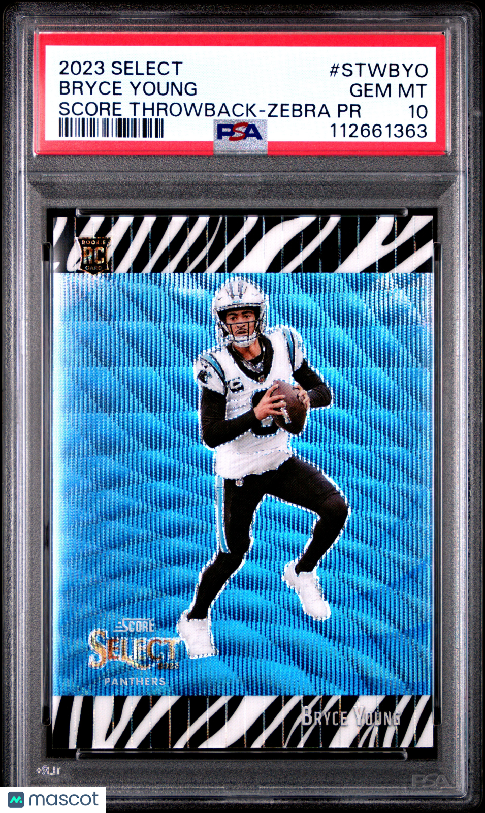 Bryce Young 2023 Panini Select Score Select Throwback #STWBYO Zebra PR PSA 10