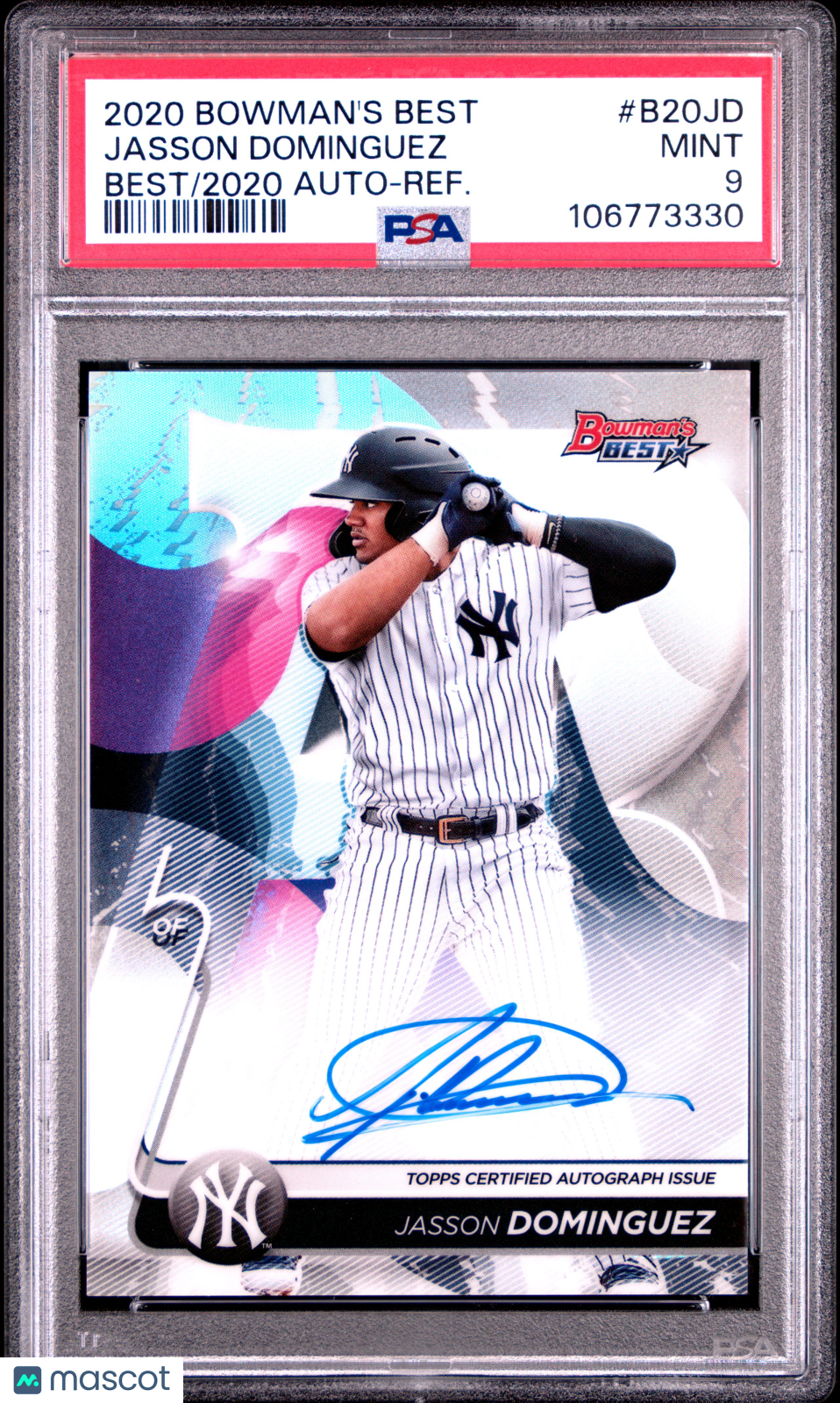 Jasson Dominguez 2020 Bowman's Best Best Of 2020 Autographs #B20JD Refractor PSA 9
