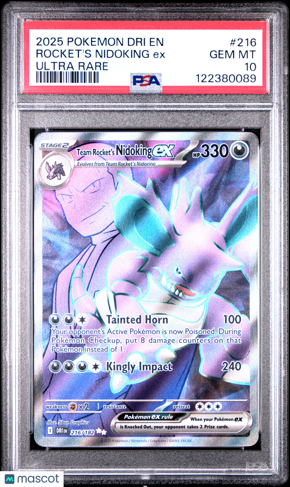 2025 Pokemon Dri EN-Destined Rivals Rocket's Nidoking EX Ultra Rare PSA 10 #216