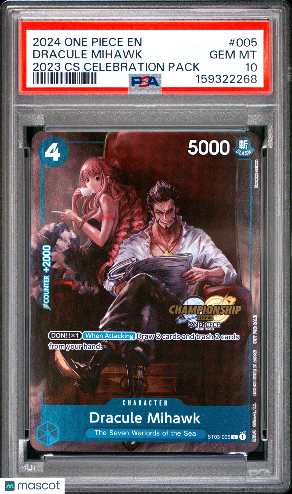2024 One Piece Championship 2023 Celebration Pack Dracule Mihawk PSA 10 #005