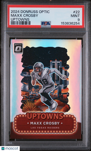 Maxx Crosby 2024 Panini Donruss Optic Uptowns #22 PSA 9