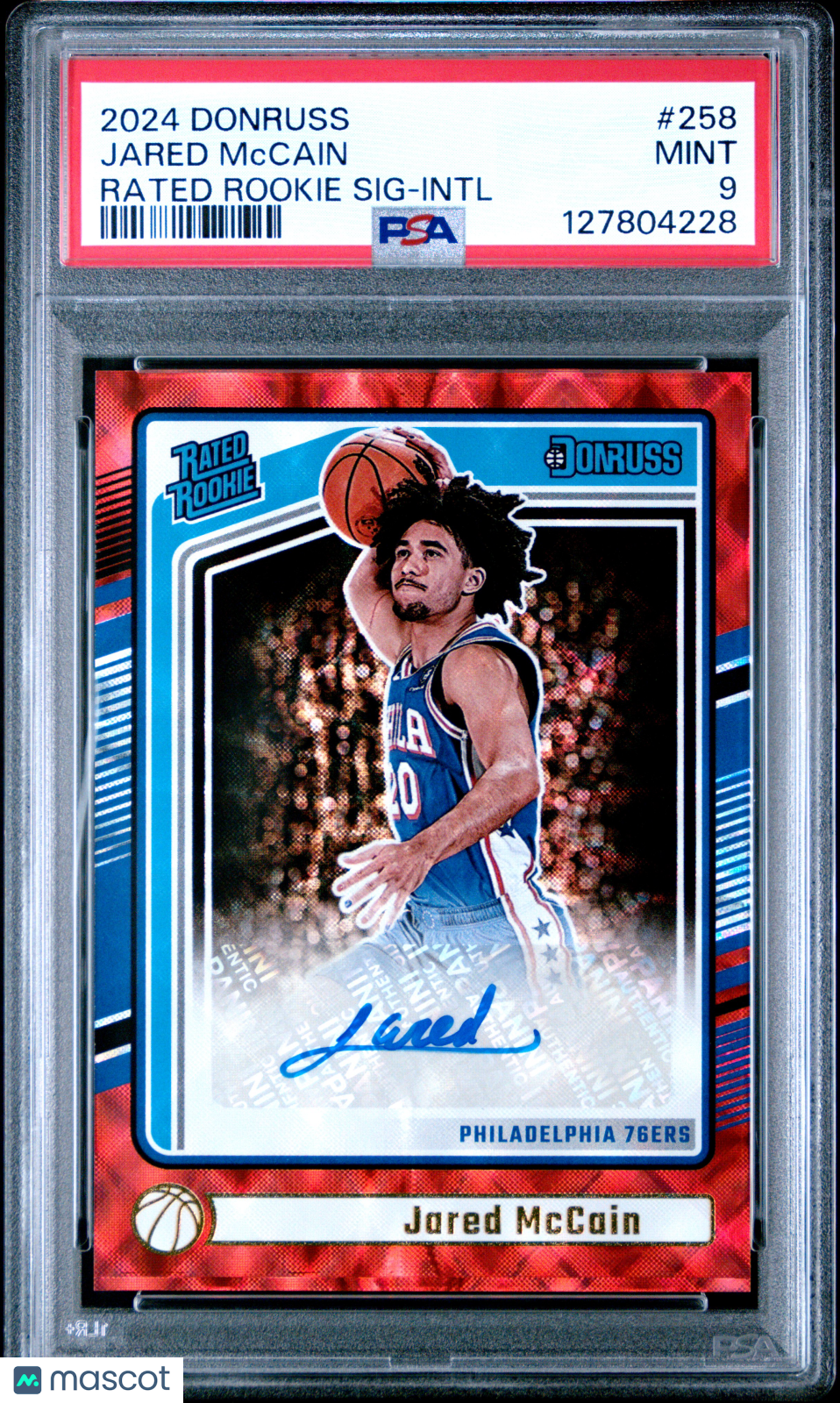 Jared Mccain 2024 Panini Donruss #258 Rated Rookie SIG Intl PSA 9