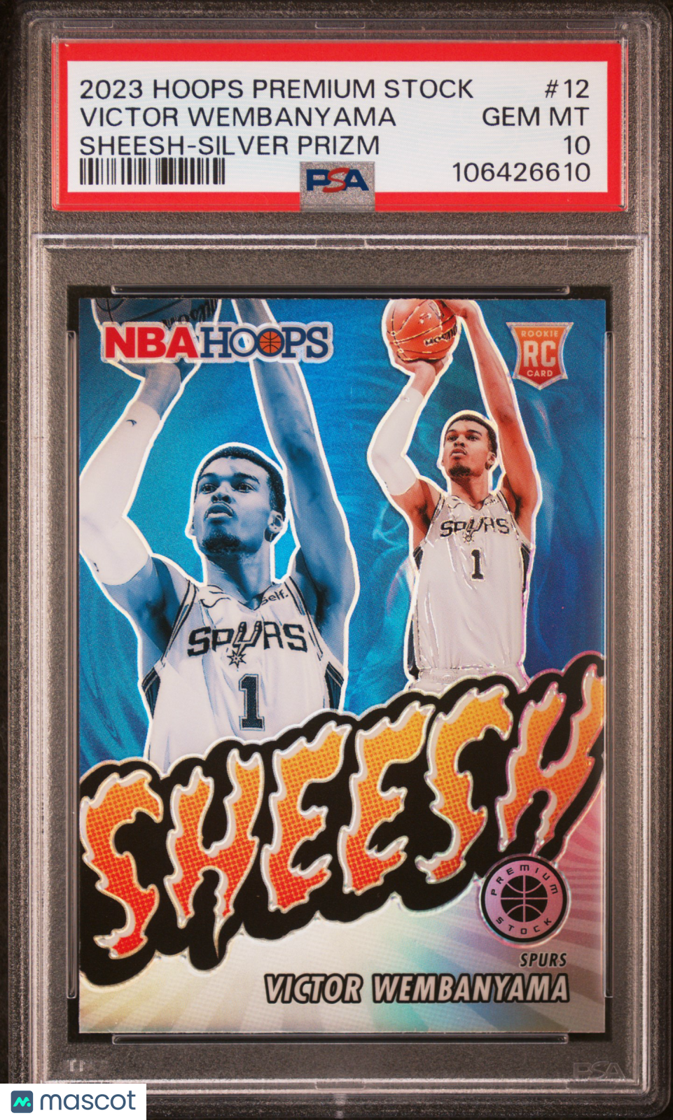 Victor Wembanyama 2023 Panini Hoops Premium Stock Sheesh #12 Silver Prizm PSA 10