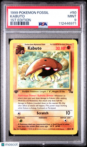 1999 Pokemon Fossil Kabuto 1st Edition PSA 9 #50