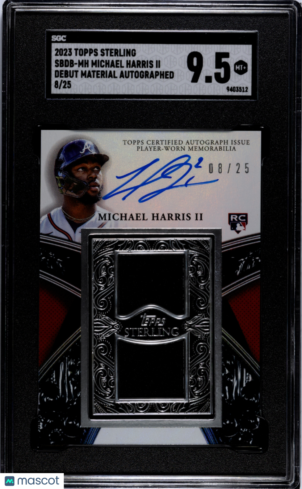 Michael Harris II 2023 Topps Sterling #SBDB-MH Debut Mat. Autograph 25 SGC 9.5