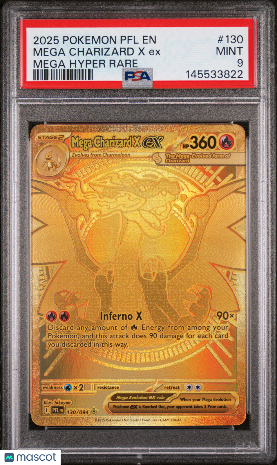2025 Pokemon PFL EN-Phantasmal Flames Mega Charizard X EX Mega Hyper Rare PSA 9 #130