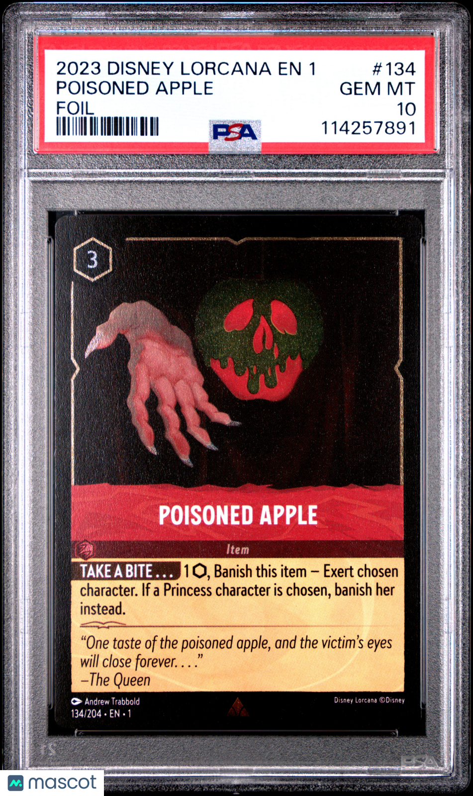 2023 Disney Lorcana EN 1-The First Chapter Poisoned Apple Foil PSA 10 #134