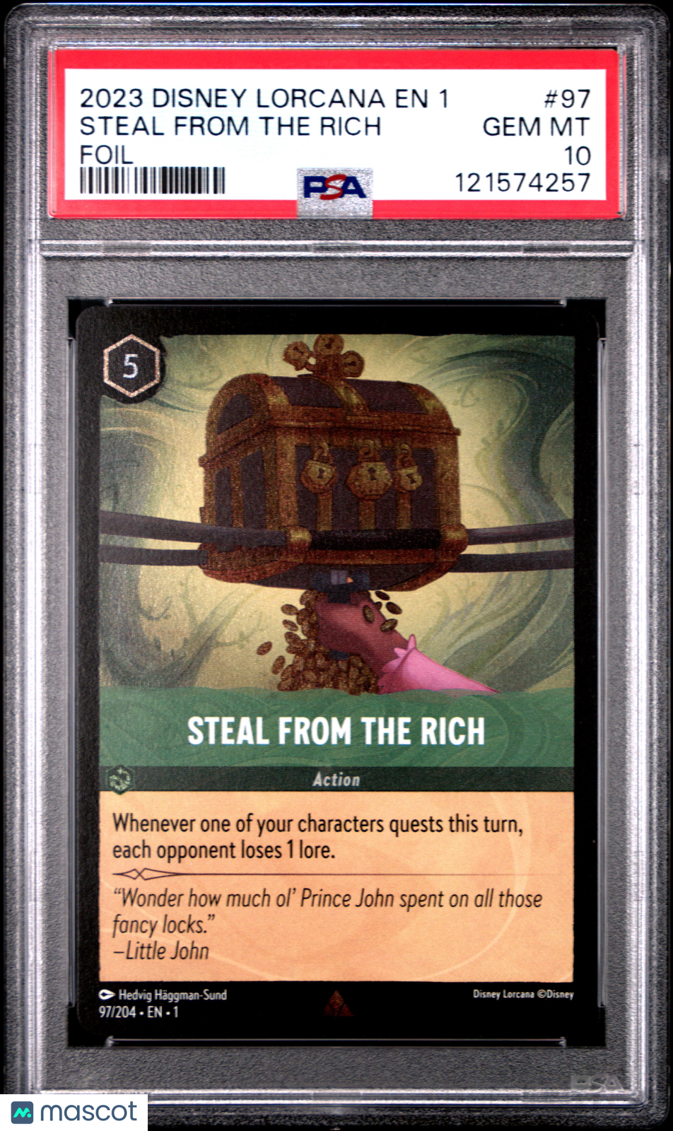 2023 Disney Lorcana EN 1-The First Chapter Steal From The Rich Foil PSA 10 #97