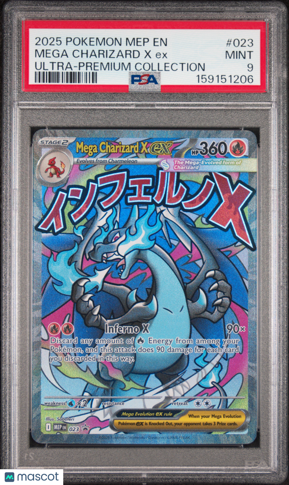 2025 Pokemon Mep EN-Me Black Star Promo Mega Charizard X EX Ultra-Premium Collection PSA 9 #023