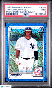 Jasson Dominguez 2020 Bowman Chrome Prospects #BCP8 Blue Shimmer PSA 9