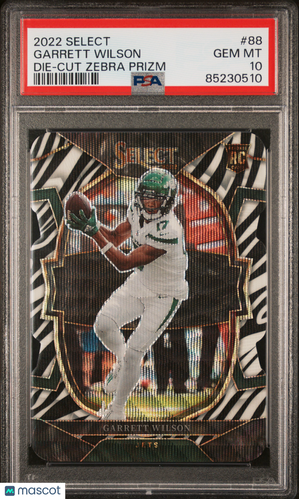 Garrett Wilson 2022 Panini Select #88 Die Cut Zebra Prizm PSA 10