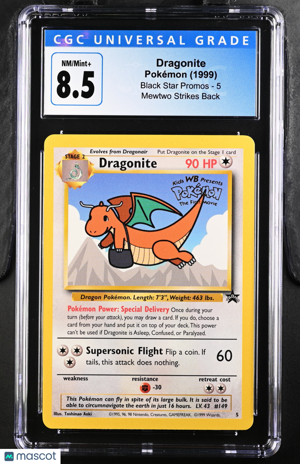 1999 Pokemon Black Star Promos Dragonite Mewtwo Strikes Back CGC 8.5 #5