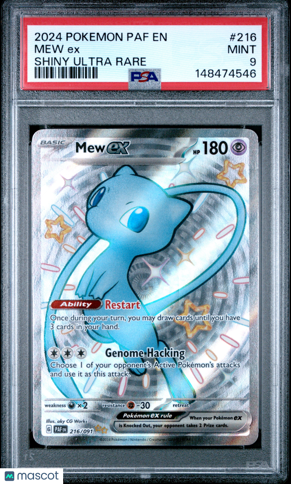 2024 Pokemon Paf EN-Paldean Fates Mew EX Shiny Ultra Rare PSA 9 #216