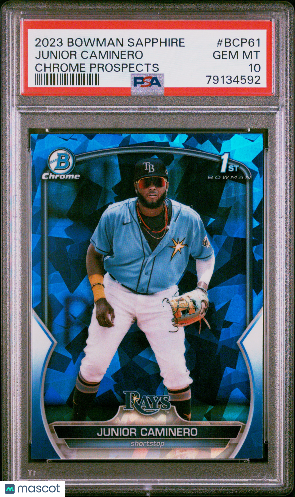 Junior Caminero 2023 Bowman Sapphire Edition Chrome Prospects #BCP61 PSA 10